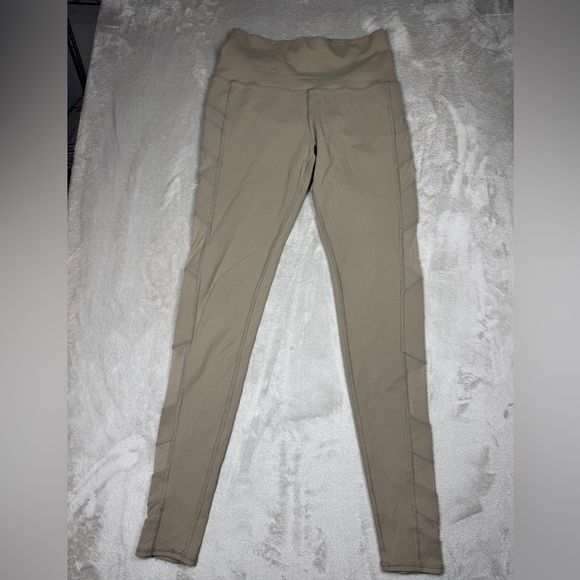 Alo Yoga Cream Tan Mesh Block Athletic Leggings Size Small - Picture 2 of 16